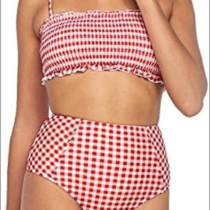 Red Gingham Smocked Bikini